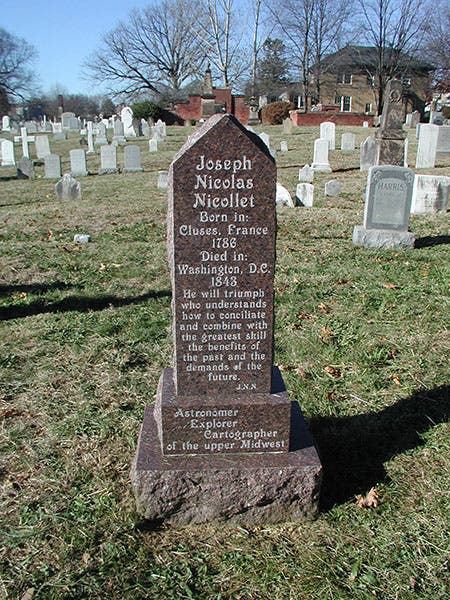 Tombstone of J. N. Nicollet, Congressional Cemetery, Washington, D.C. (findagrave.com)