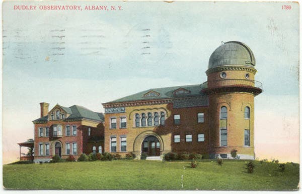 Dudley Observatory, rebuilt with funding from Catherine Bruce, from a 1911 postcard (Wikipedia)