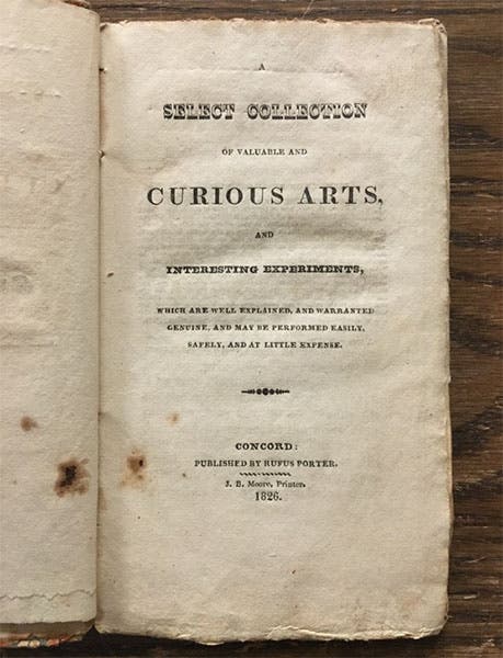 Title page of A Select Collection of Valuable and Curious Arts and Interesting Experiments by Rufus Porter (Linda Hall Library)