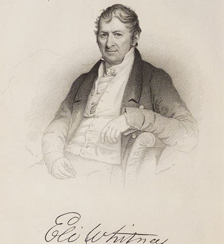 Portrait of Eli Whitney, frontispiece to Memoir of Eli Whitney Esq., by Denison Olmsted, 1846 (Linda Hall Library)