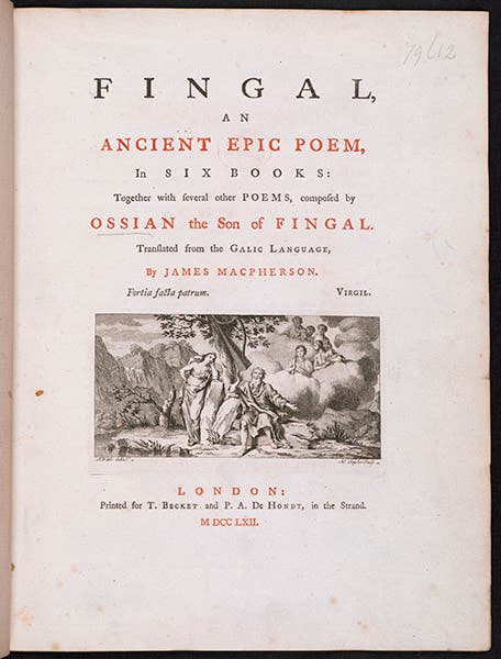 Title page, Fingal: An Ancient Epic Poem, by James Macpherson, 1762 (British Library)