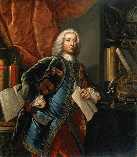 Portrait of a Georgian nobleman, possibly George Parker, 2nd Earl of Macclesfield, ca 1745, in the Science Museum, London (artuk.org)