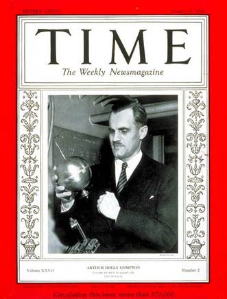 <i>Time Magazine</i> cover of Jan. 13, 1936, featuring Arthur Holly Compton (time.com via Wikimedia commons)