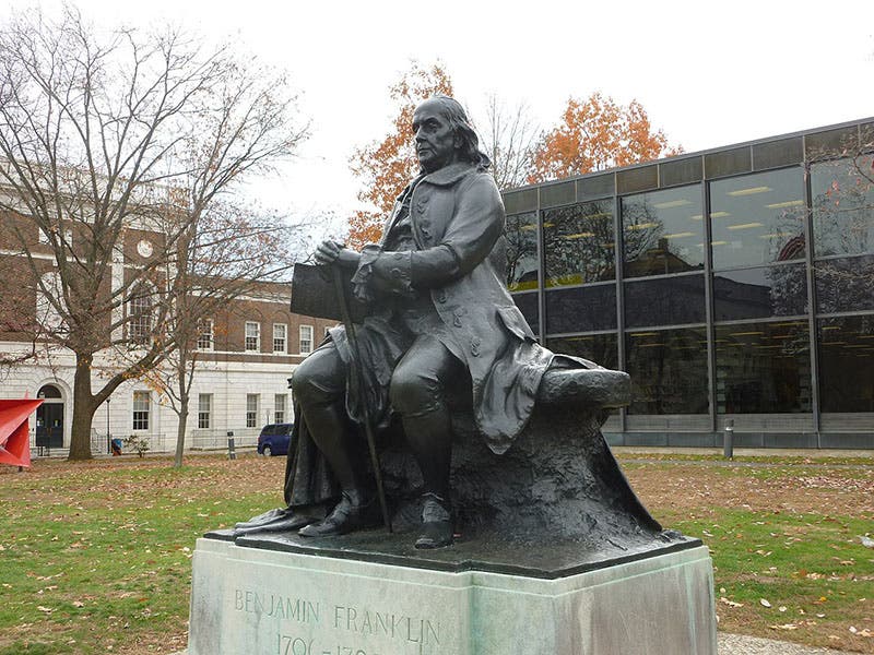 Statue of Benjamin Franklin, bronze, by Paul Wayland Bartlett, Waterbury, Conn., 1921 (Wikimedia commons)