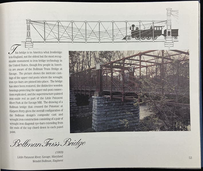 Bollman Truss Bridge, Little Patuxent River, Savage, Maryland, 1869, photograph in Landmark American Bridges, by Eric DeLony, American Society of Civil Engineers, p. 53, 1993 (Linda Hall Library)