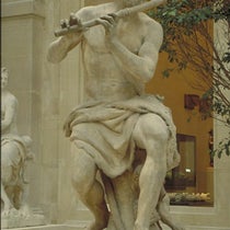 The Flute Player, marble statue by Antoine Coysevox, 1707-09, the model for The Flute Player, by Jaques de Vaucanson, 1737, now in the Louvre, Paris (collections.louvre.fr)