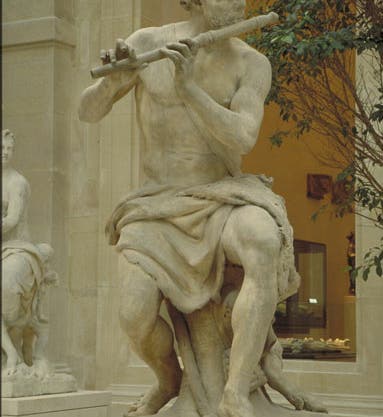 The Flute Player, marble statue by Antoine Coysevox, 1707-09, the model for The Flute Player, by Jaques de Vaucanson, 1737, now in the Louvre, Paris (collections.louvre.fr)