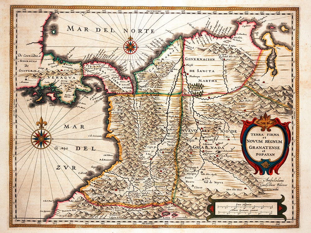 Map of Panama, shown as the province of Tierra Firma in 1662. From J. Blaeu, Atlas maior, siue, Cosmographia Blauiana. Amsterdam, 1662.