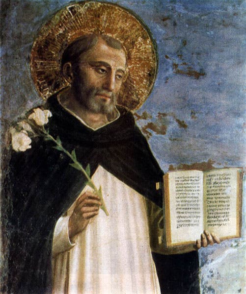 Portrait of Thomas Aquinas, detached fresco transferred to canvas, detail of larger paining with Saint Dominic and the Virgin and Child, 1445, now in the Hermitage, St. Petersburg (wga.hu)