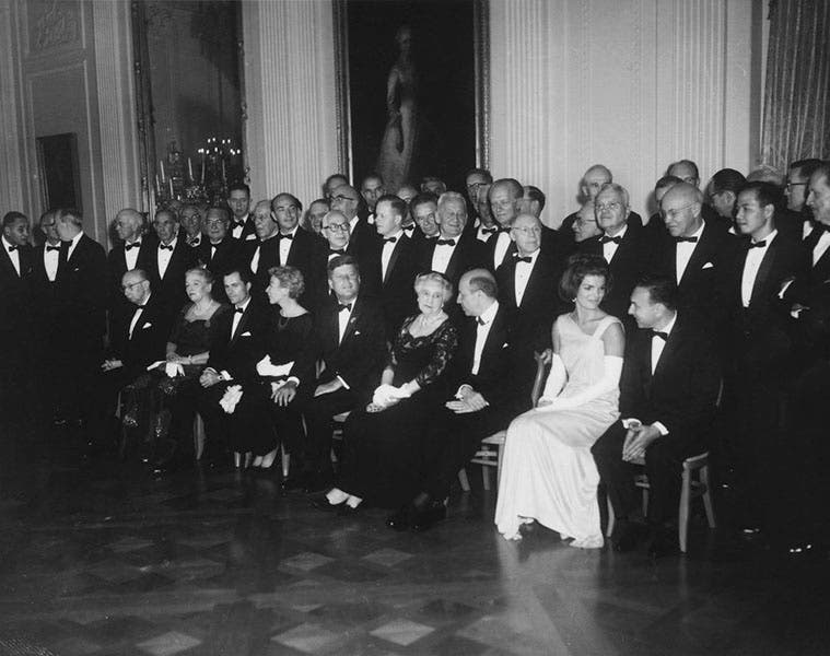 State dinner for Nobel prize winners, Apr. 29, 1962, presided over by President and Mrs. Kennedy and attended by Carl D. Anderson (jfklibrary.org)