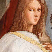 Detail of figure in the School of Athens, by Raphael, once thought to represent Hypatia of Alexandria, Vatican, 1509-11 (Wikimedia commons)