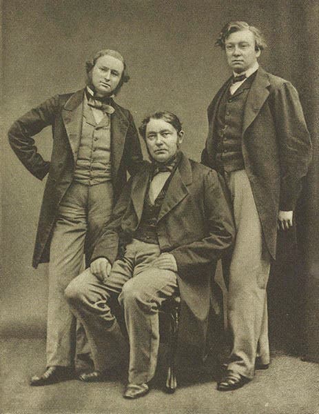 Robert Bunsen (seated), Gustav Kirchhoff (left) and Henry Roscoe (right), photograph, undated (Wikimedia commons)