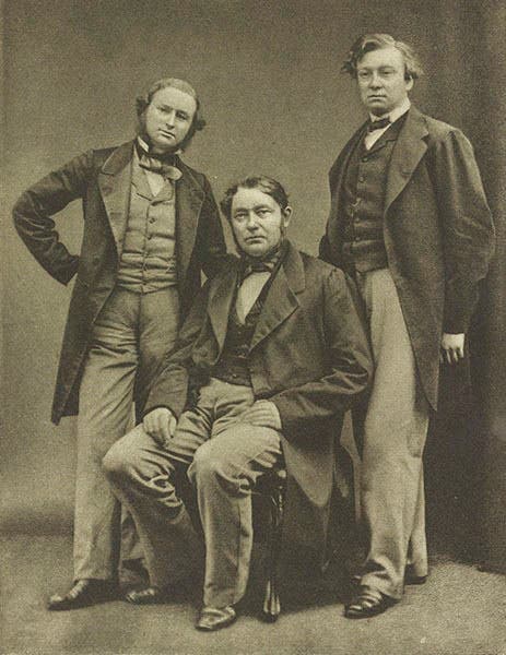 Robert Bunsen (seated), Gustav Kirchhoff (left) and Henry Roscoe (right), photograph, undated (Wikimedia commons) 