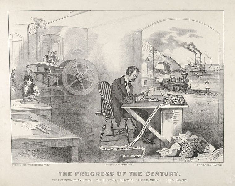 Progress of the Century, colored lithograph, Currier & Ives, 1876 (Metropolitan Museum of Art)