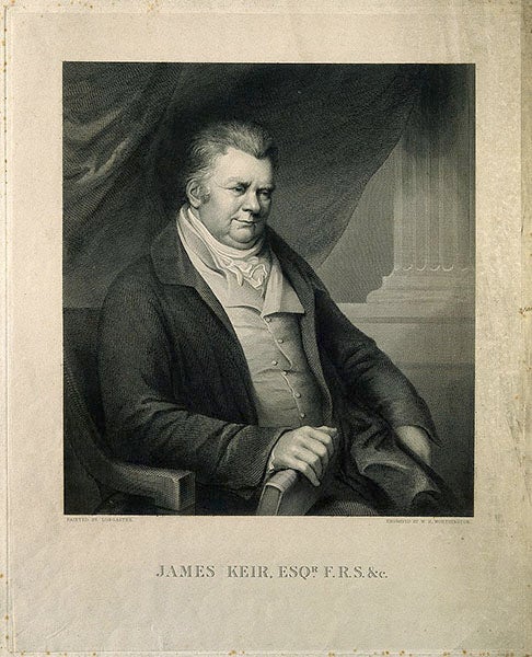 Portrait of James Keir, engraving by W.H. Worthington after a painting by L. de Longastre, no date (Wellcome Collection via Wikimedia commons)