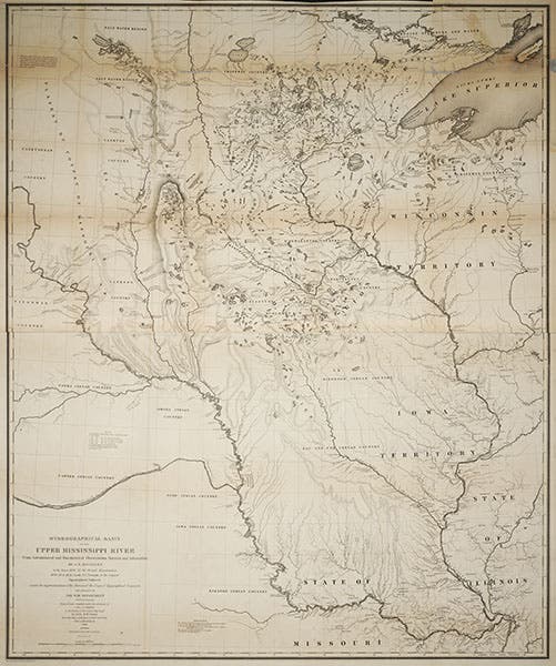 Hydrographical Basin of the Upper Mississippi River, map by J. N. Nicollet, 1843 (Linda Hall Library)