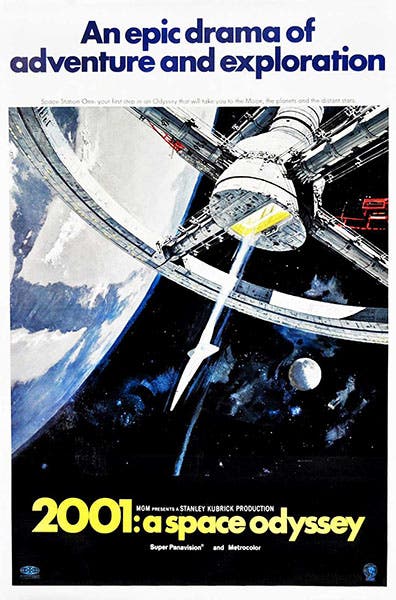 Movie poster designed by Robert McCall for 2001: A Space Odyssey, 1968 (mccallstudios.com)
