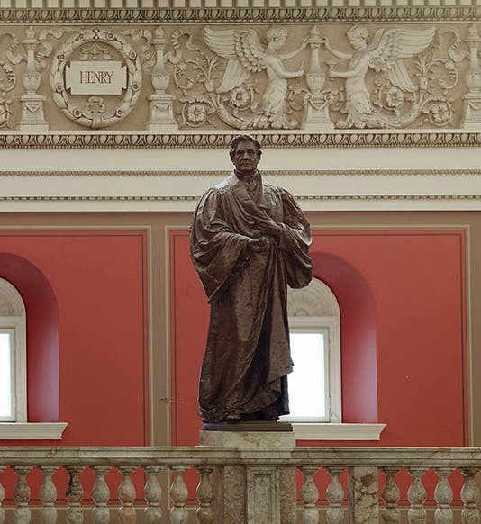 Statue of Joseph Henry, bronze, by Herbert Evans, 1897, in main reading room, Thomas Jefferson Building, Library of Congress, Washington, D.C. (Wikimedia commons)