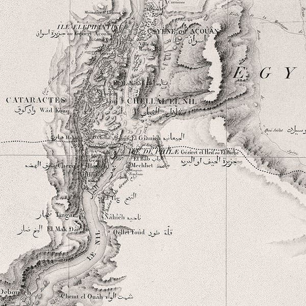 Cataracts of Upper Egypt, from the Description de l'Égypte Carte topographique.