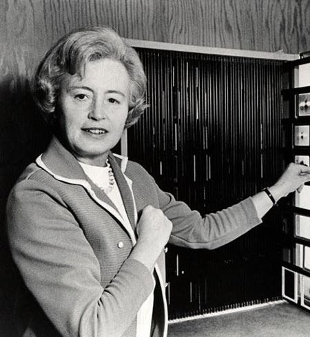 Margaret Burbidge, at a meeting of the American Astronomical Society, photograph, 1980 (nature.com)