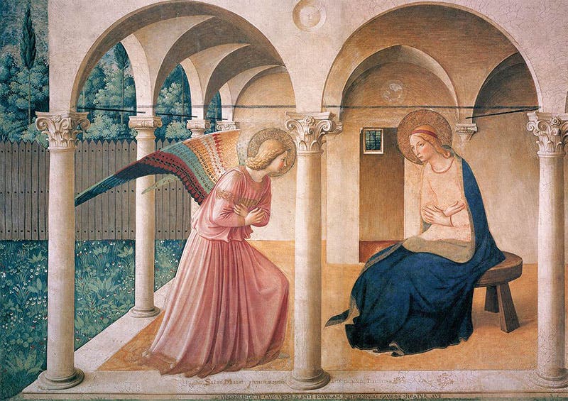 The Annunciation, fresco, by Dominican friar Fra Angelico, 1442-43, Convent of San Marco, Florence (wga.hu)