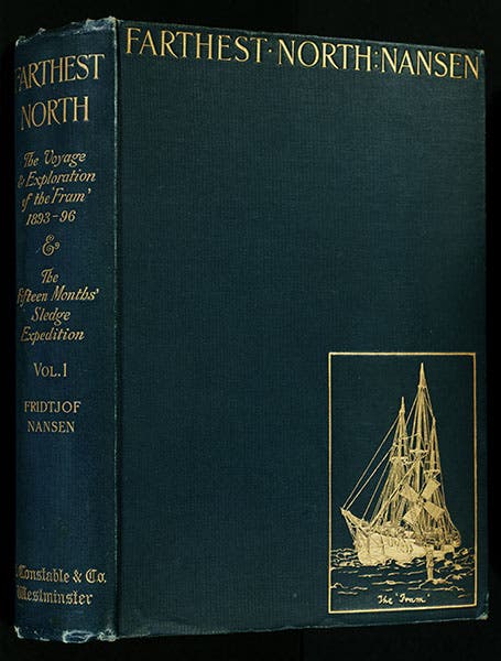 Fram embossed on cover of Farthest North, 1897 (Linda Hall Library)