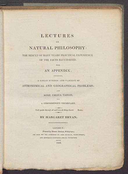 Title page, Margaret Bryan, Lectures on Natural Philosophy, 1806 (Linda Hall Library)