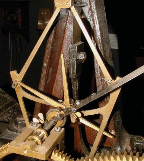 Double three-legged gravity escapement (later called the Grimthorpe escapement), invented by Edmund Beckett Denison in 1854, which regulates and provides impulse to the pendulum of the Tower Clock, recent photograph (wornandwound.com)