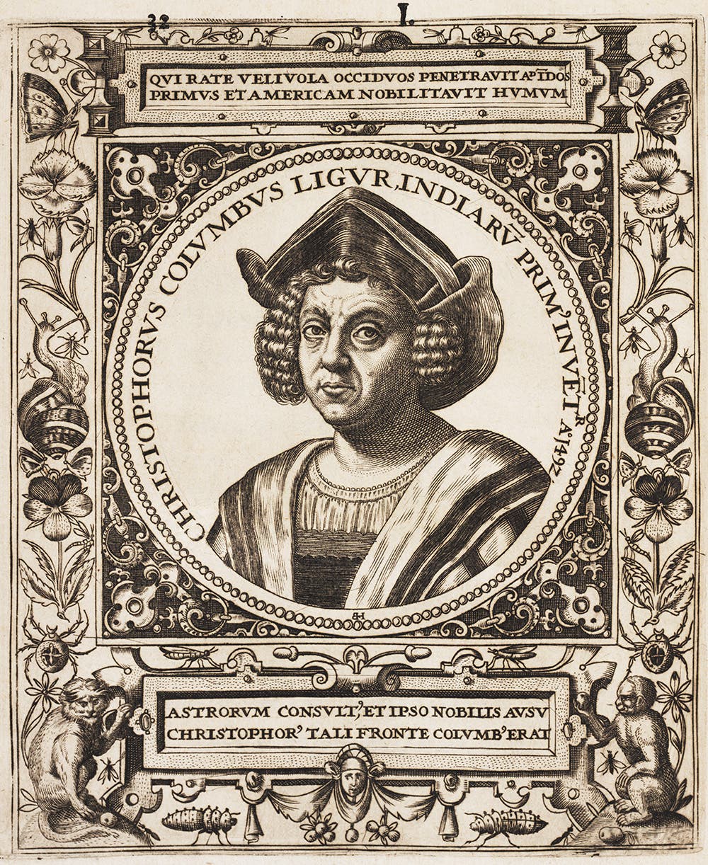 Portrait of Columbus. From J.J. Boissard, Icones…virorum illustrium. Frankfurt, 1597-99.