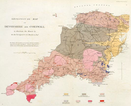 Geological map of Devonshire and Cornwall, <i>Transactions of the Geological Society of London</i>, 1840 (Linda Hall Library)