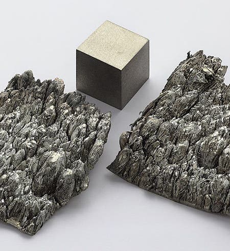 The element scandium, a metallic rare earth, discovered by Lars Fredrik Nilson in 1879; the remelted cube is one cm. on a side (Wikimedia commons)