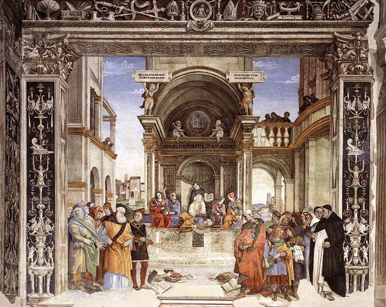 Triumph of St Thomas Aquinas over the Heretics, fresco by Filippino Lippi, 1489-91, Carafa Chapel, Santa Maria sopra Minerva, Rome (wga.hu)