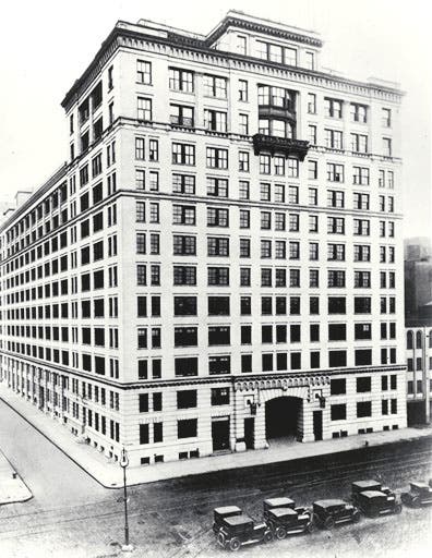 The New York City headquarters of Bell Telephone Laboratories, where Brattain started working in 1929. After the war, he relocated with the rest of the semiconductor research group to a new facility in Murray Hill, New Jersey. (British Society for the History of Science/AT&T)