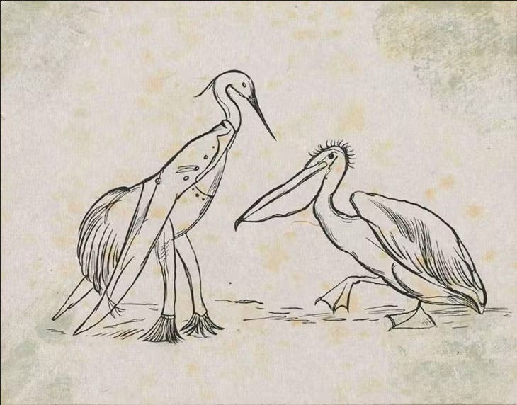 Edward Lear’s original sketch for his “Pelican Chorus,” 1877, Houghton Library, Harvard (apollo-magazine.com)