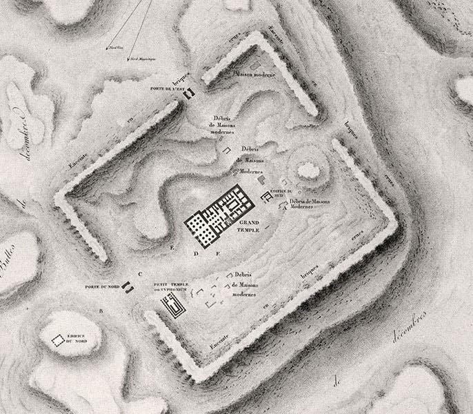 Detail of ground-plan of temple at Dendera, engraving after measured drawing by Jean-Baptiste Prosper Jollois, Edouard Devilliers du Terrage, and 2 others, Description de l’Égypte, Antiquités, vol. 4, 1817 (Linda Hall Library)