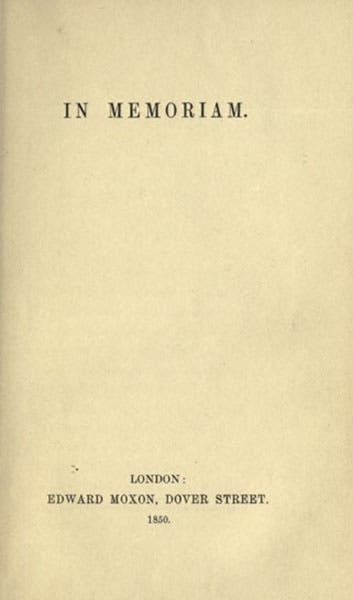 Title page of In Memoriam, by Alfred Lord Tennyson, 1850 (Wikimedia commons)