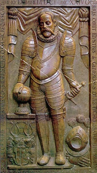 Wall plaque above tomb of Tycho Brahe, Church of Our Lady of Týn, Prague (themathematicaltourist on wordpress.com)