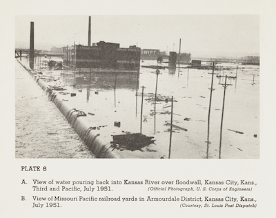 Third and Pacific in Kansas City, Kansas. Image source: U.S. Army Corps of Engineers photo in Kansas-Missouri Floods of June-July 1951, U.S. Department of Commerce, 1952. View Source