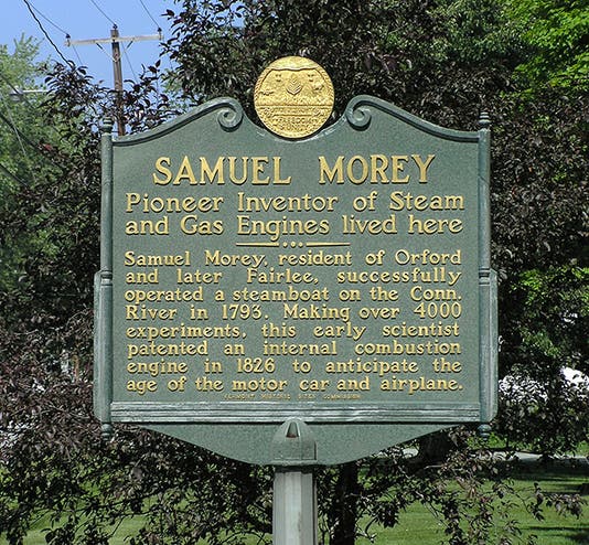 Road marker honoring Samuel Morey, Fairlee, Vermont (HMdb.org)