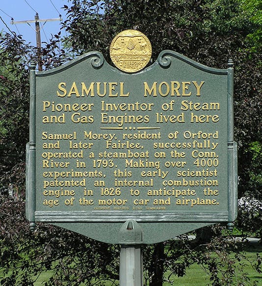Road marker honoring Samuel Morey, Fairlee, Vermont (HMdb.org)