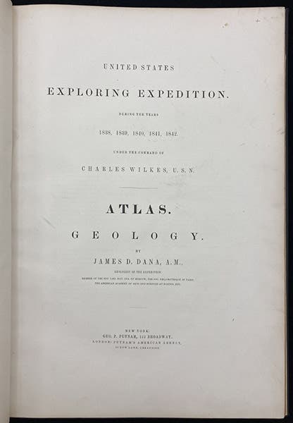 Title page, United States Exploring Expedition, Vol. X, Geology, Atlas, by James Dwight Dana, 1849 (Linda Hall Library)