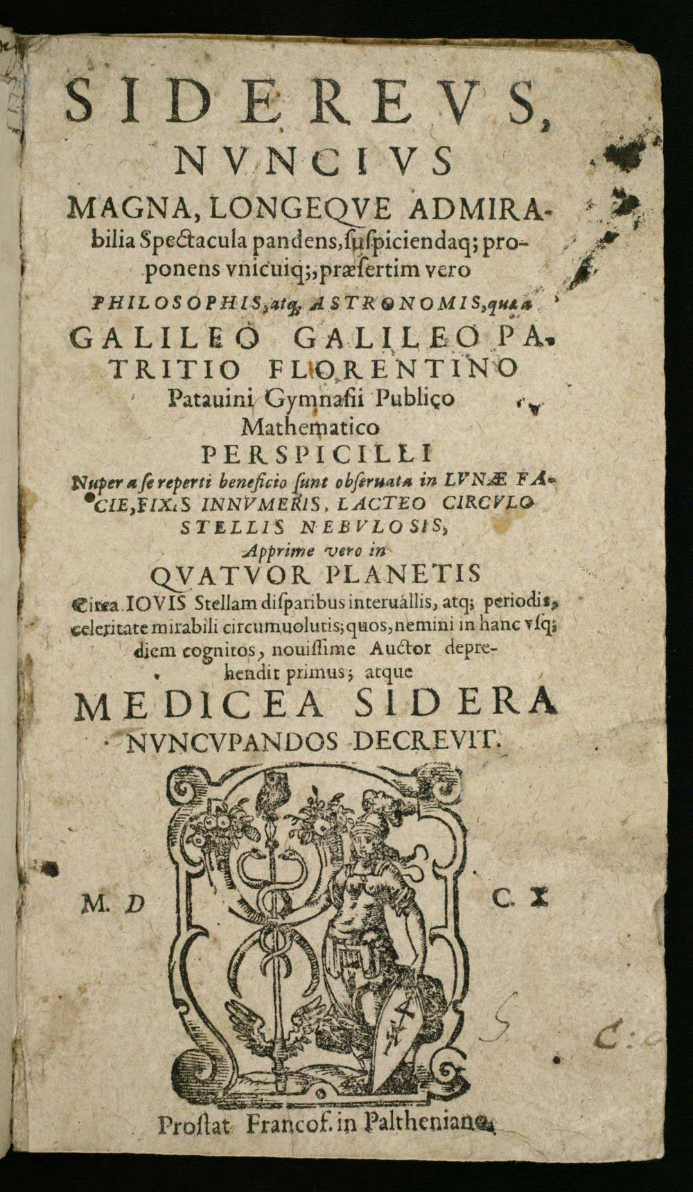 Title page, Frankfurt edition, Sidereus nuncius