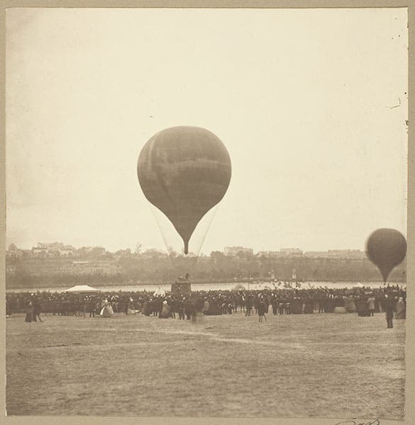Le Géant being prepared for its second ascent, Oct. 18, 1863, on the Champs de Mars, photograph (not by Nadar), Art Institute of Chicago (artic.edu)