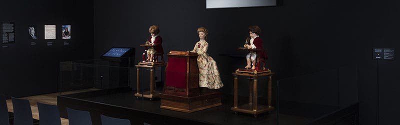Panorama of all three Jacque-Droz automata ready to perform, Museum of Art and History in Neuchâtel, Switzerland (mahn.ch)