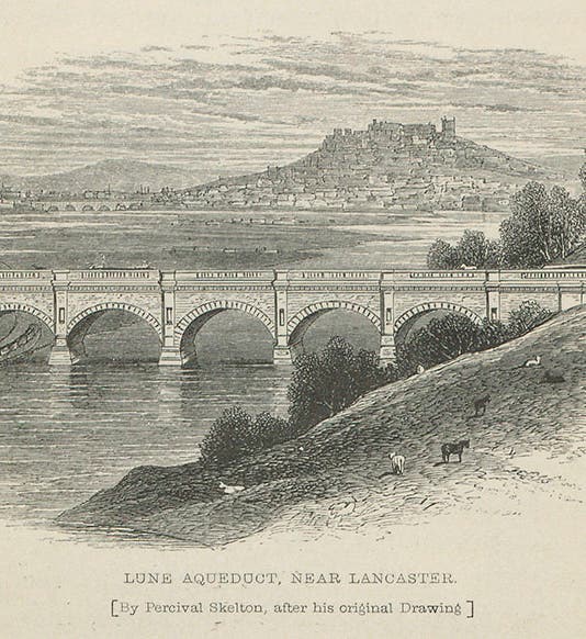 The Lune Aqueduct carrying the Lancaster Canal over the River Lune, designed by John Rennie and completed in 1797, from Samuel Smiles, <I>Lives of the Engineers</I>, 1861 (Linda Hall Library)