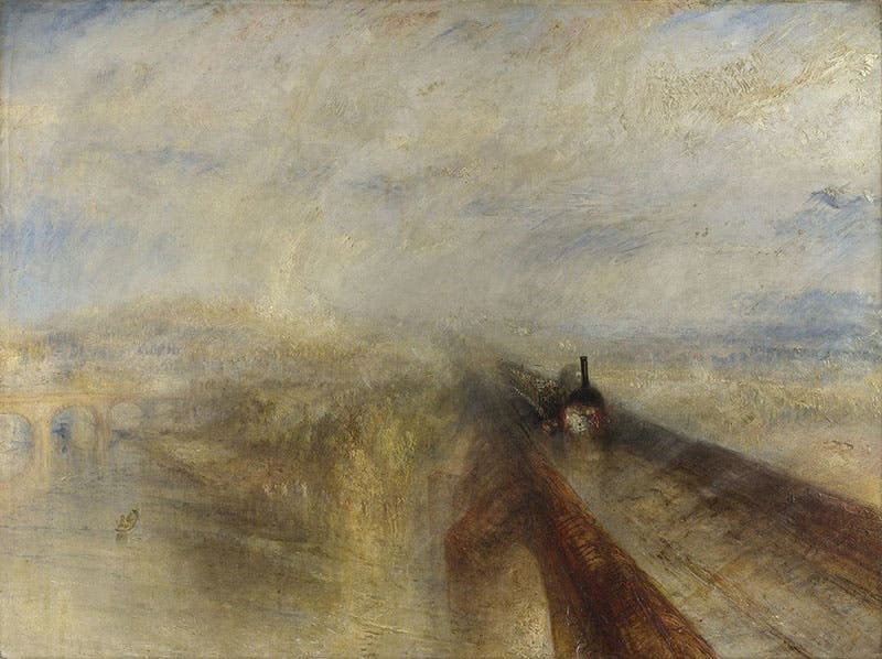 Rain, Steam, and Speed – The Great Western Railway, oil on canvas, 1844, in the National Gallery, London (Wikimedia commons)