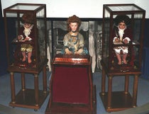 The three Jacque-Droz automata in their room at the Museum of Art and History in Neuchâtel, Switzerland  (Wikimedia commons)