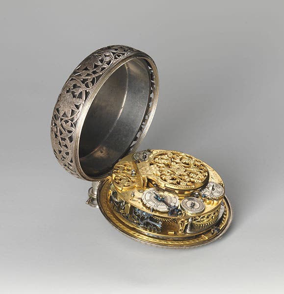 Traveling watch with alarm by Thomas Tompion, 1680 (Metropolitan Museum of Art)