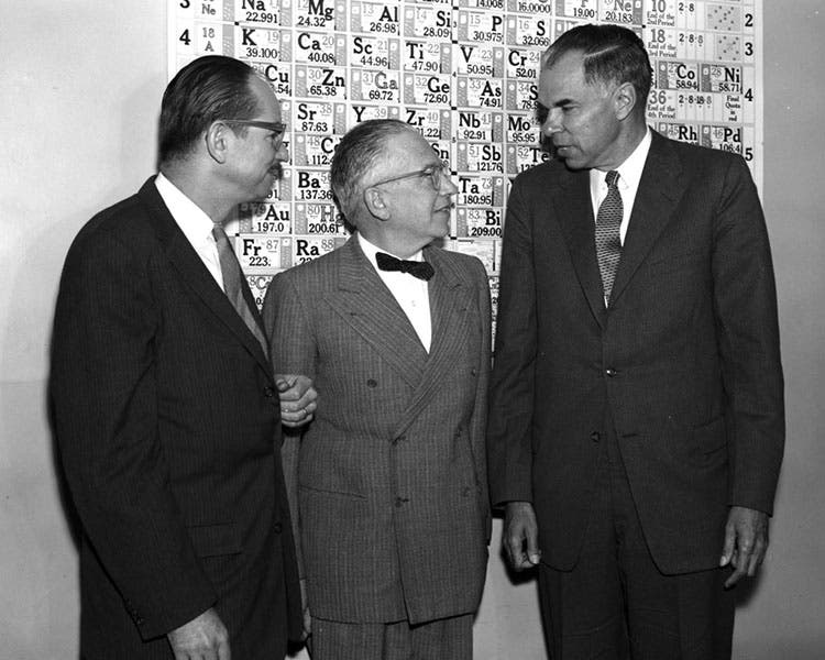 Three Nobel Prize winners (left to right): Edwin McMillan, Emilio Segre, Glenn Seaborg, photograph, 1959 (nara.getarchive.net)