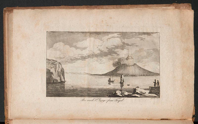 View of Pico and St. George from St. Michael in the Azores, from John W. Webster, Description, 1821 (Linda Hall Library)